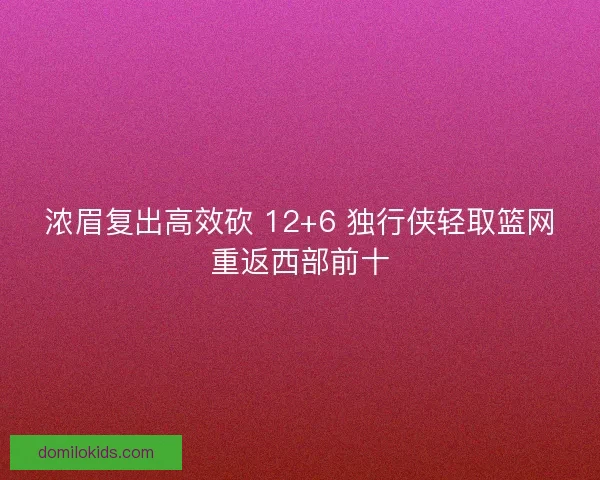 浓眉复出高效砍 12+6 独行侠轻取篮网重返西部前十