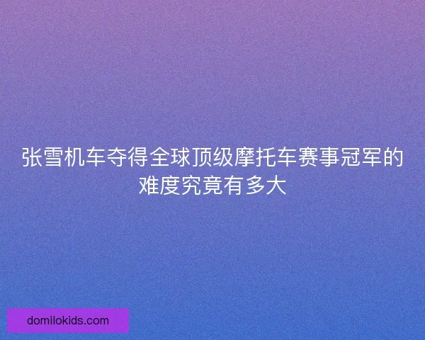 张雪机车夺得全球顶级摩托车赛事冠军的难度究竟有多大